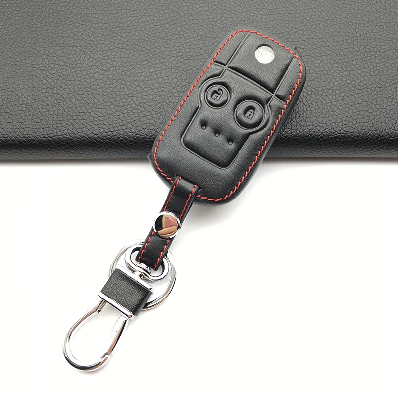Складной кожаный чехол для автомобильного ключа с 2 кнопками Honda / Civic Accord Jazz HRV CRV