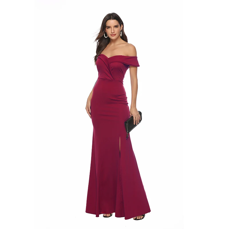 Fashion Sexy V-neck Split Dress Banquet Evening Long Elegant Floor-Length 2019 New Spring Summer | Женская одежда