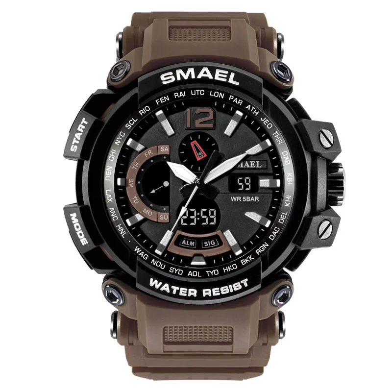 

SMAEL Men Wrist Watches Fashion Sport LED Dual Display Digital Electronic Sports Watch Mens Military Style Waterproof Watches