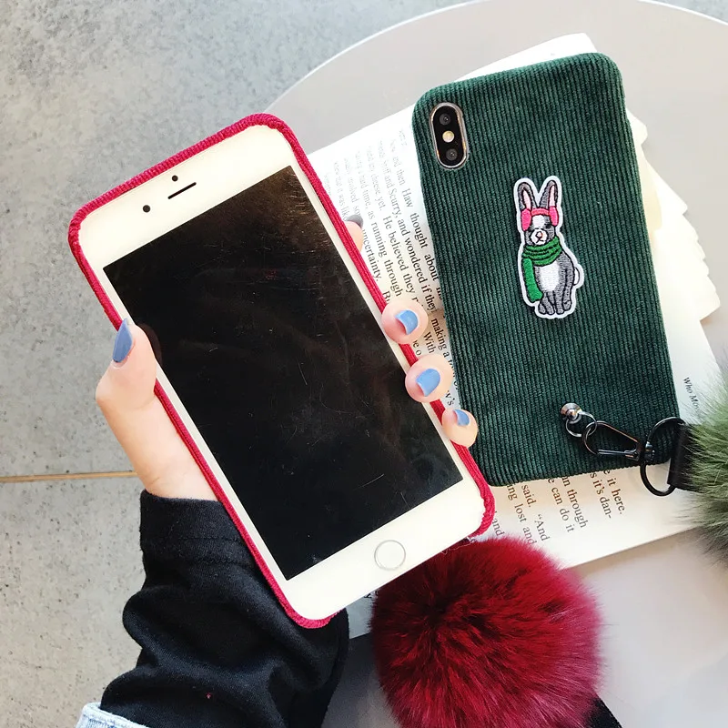 Роскошные вельветовые Кролик чехол для iPhone XS Max XR X крышка жесткий гладкой
