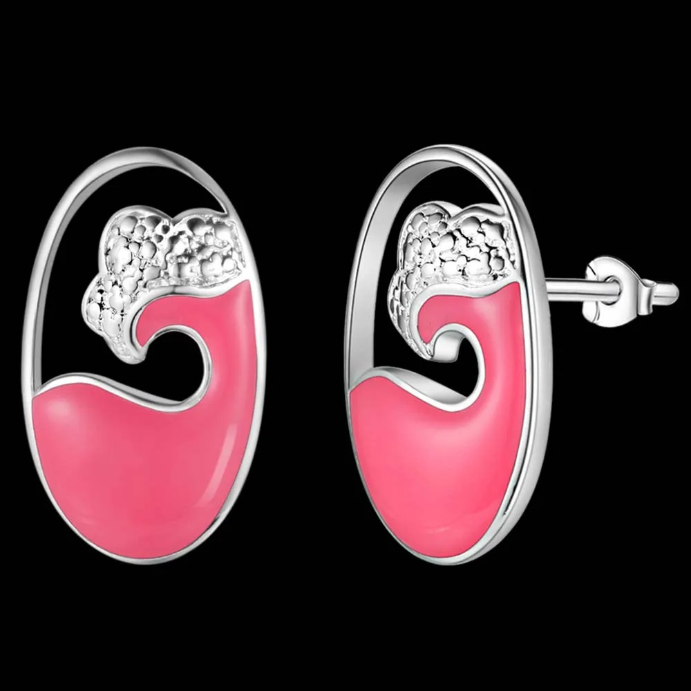 Ярко розовый высокое качество Серебряные Серьги для женщин ювелирные изделия