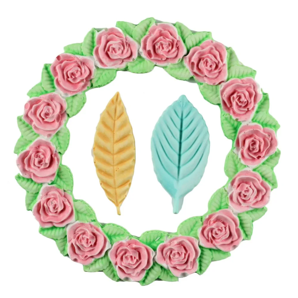 Круглая силиконовая форма роза цветок гирлянда лист искусственное ремесло кекс
