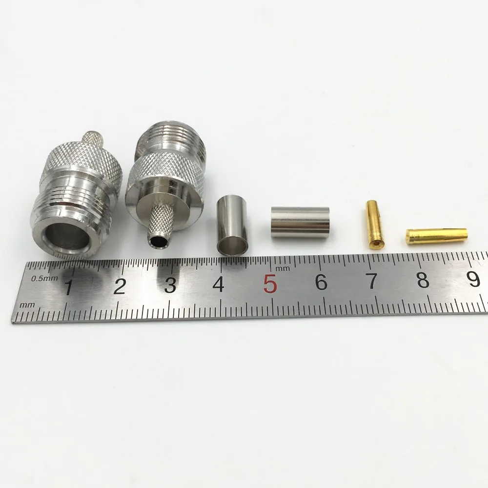 100 шт. латунный N образный гнездовой разъем для пайки RF коаксиальный обжим кабеля