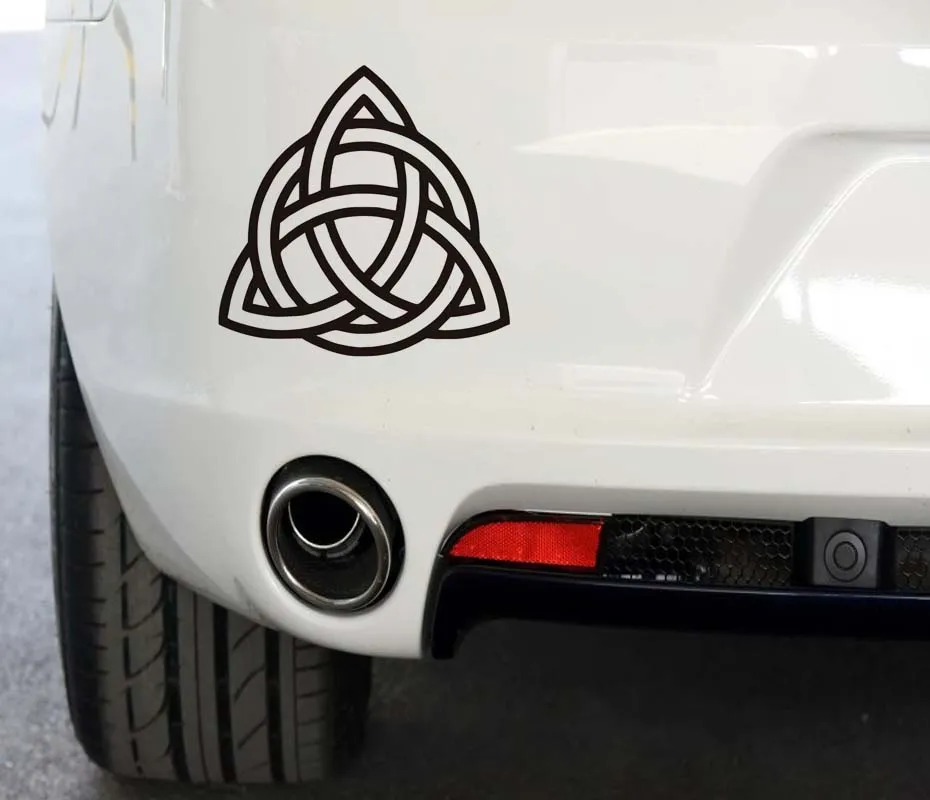 Кельтский узел Triquetra Виниловая Наклейка для окна автомобиля для стенок бампера символ ПВХ самоклеющиеся украшения аксессуары черный/белый