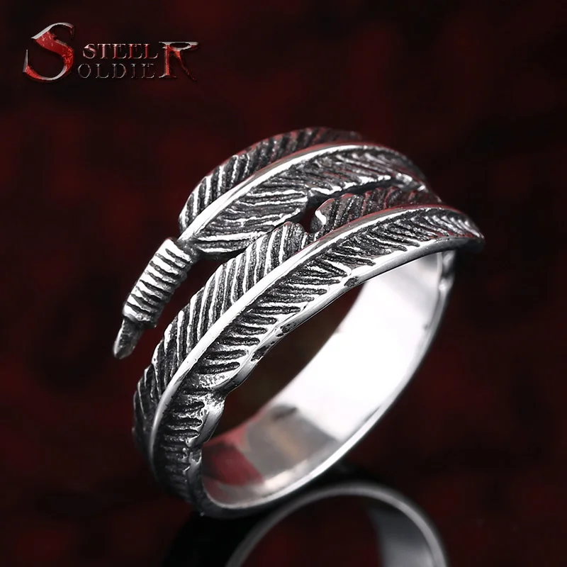 Кольцо из нержавеющей стали с перьями для маленького пальца|feather ring|rings for fingersring