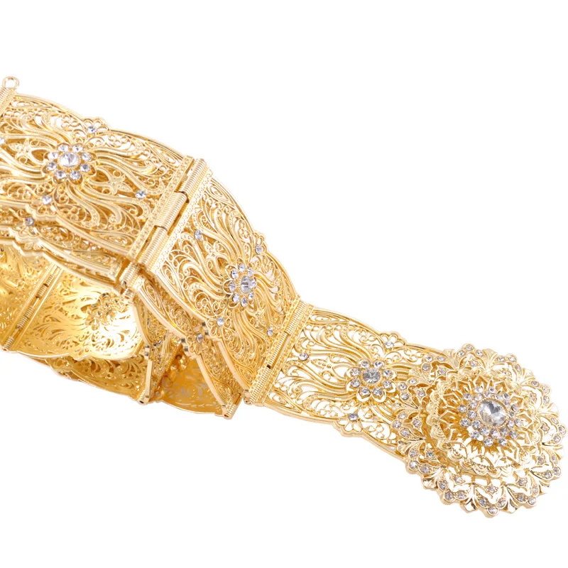 The latest style hollow belly chain belt retro European ladies hollow flower metal belt