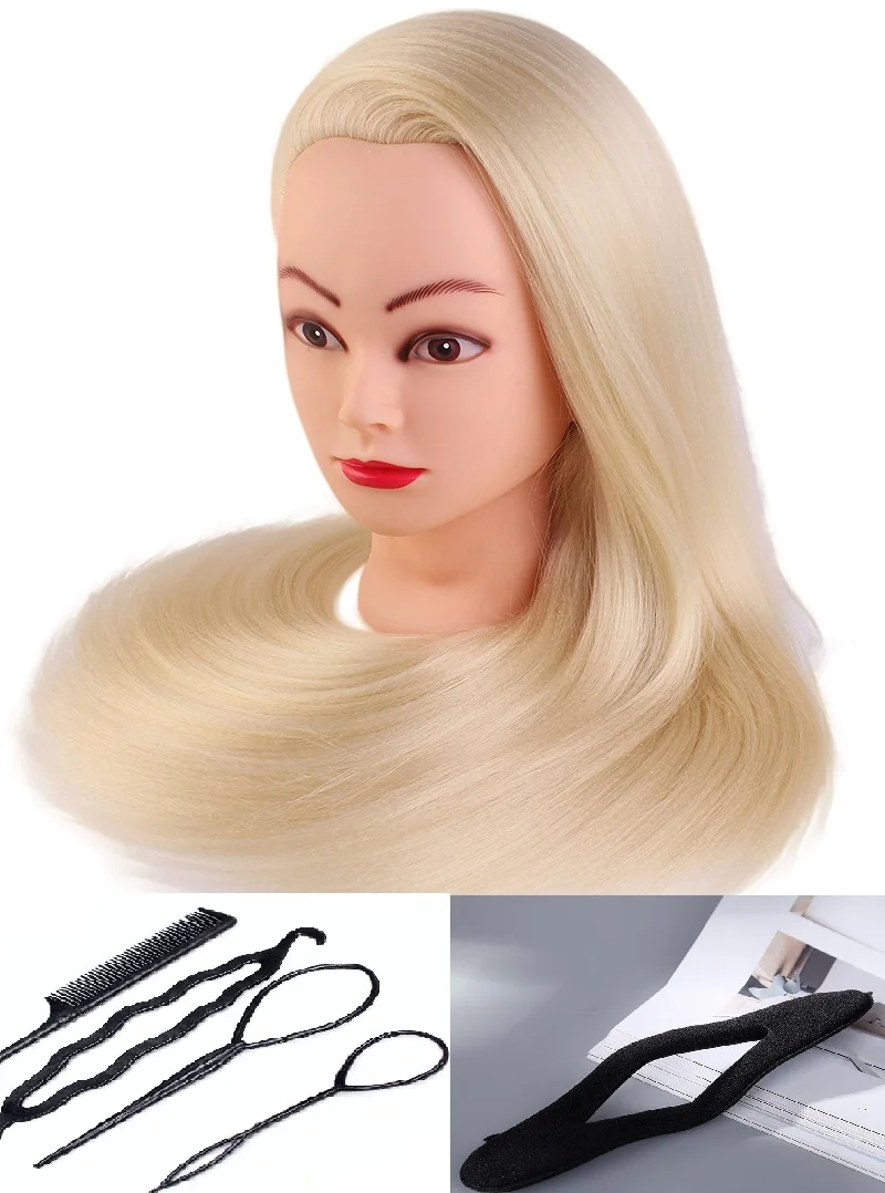 

CAMMITEVER Golden Hair Mannequin Head With 2 Sets Tools For Hairstyle Training Doll Cosmetology Female Woman Training Heads