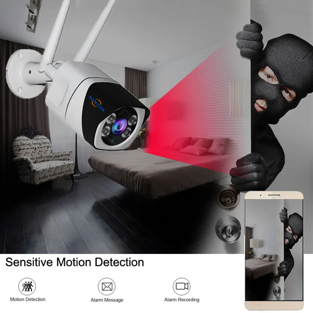 Облачная wifi ip-камера, слот для sd-карты, 2MP цилиндрическая наружная HD камера, водонепроницаемая инфракрасная камера ночного видения, Домашняя безопасность, видеонаблюдение