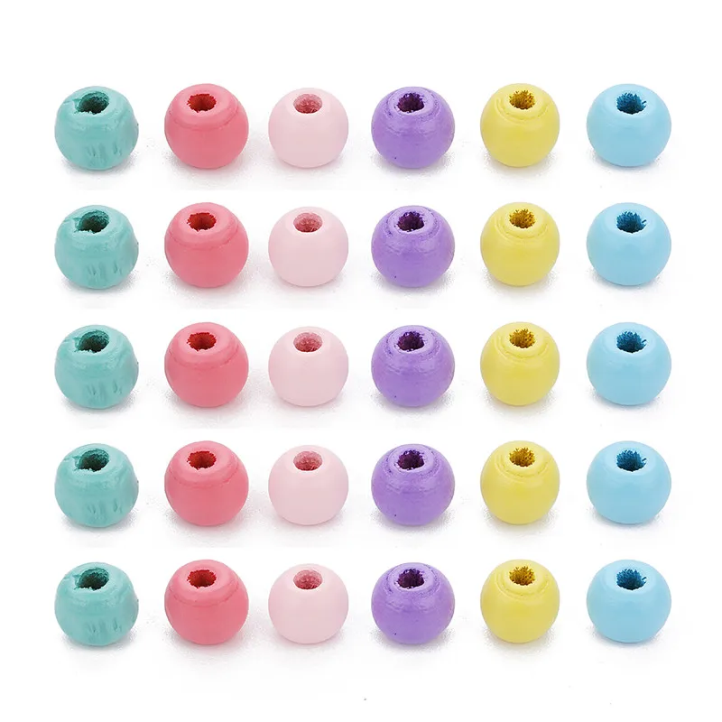 

SAUVOO 100pcs Natural Wood Beads 6mm 8mm 10mm Wooden Loose Spacer Charm Bead Wholesale for DIY Necklace Jewelry Making Findings