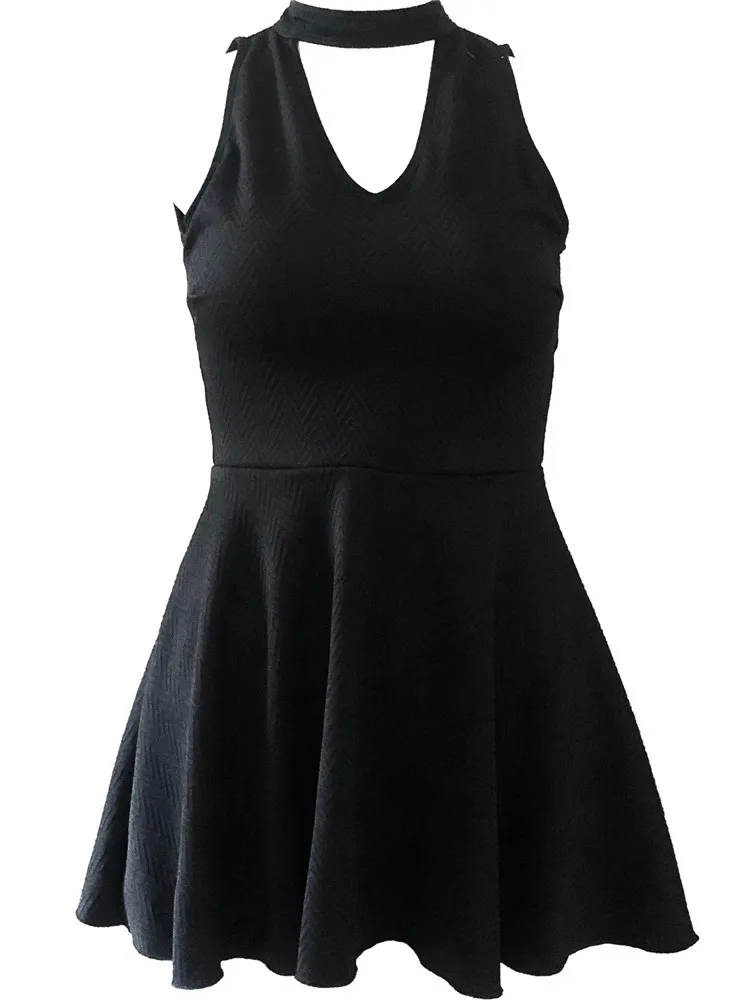 

2019 New Korean Women One Piece Swimwear Black Sexy V-plunge Strappy High-neck Backless Chest Padded Swimsuit Skirt Swimsuit