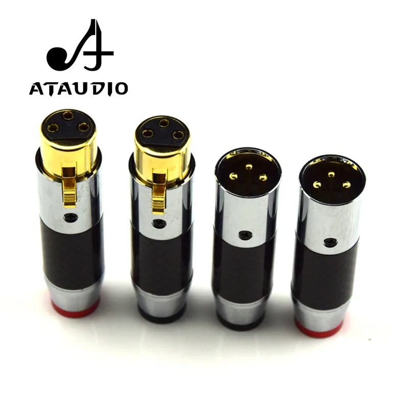 4 шт. Hi fi Разъем ATAUDIO из углеродного волокна XLR end Позолоченные разъемы для мужчин и