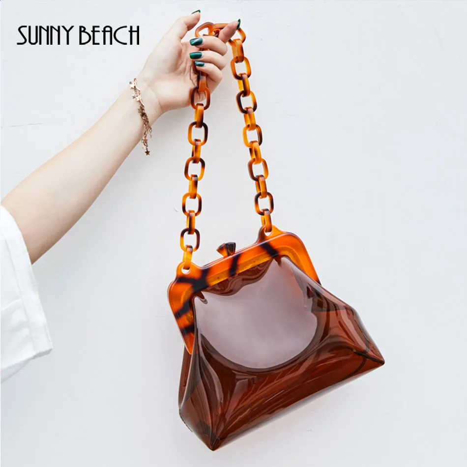 Акриловая роскошная сумка через плечо SUNNY BEACH женские прозрачные клатчи для