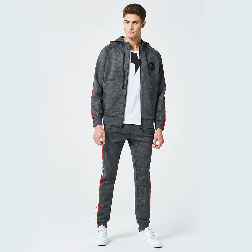 BROWON Men Tracksuits Solid Sportswear Spring Autumn Men's Jacket+ Pants Tracksuit Male Sweatshirt Casual 2 Piece Set