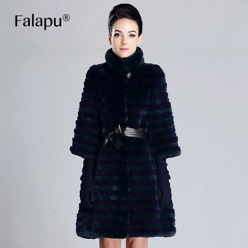 FALAPU 2014 новый стиль зимняя теплая Женская шерстяная шуба модная верхняя одежда