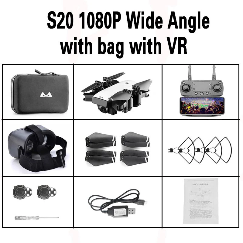 1080P With Bag VR SMRC S20 складной Дрон самолет с камерой HD Квадрокоптер FPV Квадрокоптеры гоночный вертолет 4k гоночный Дрон x PRO profession - Цвет: 1080P With Bag VR