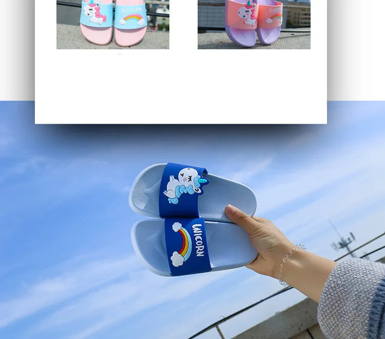 Shoes Woman Unicorn Slippers Summer Shoes Rainbow Woman Flip Flops Animal Indoor Slippers PVC Cartoon Slippers Women