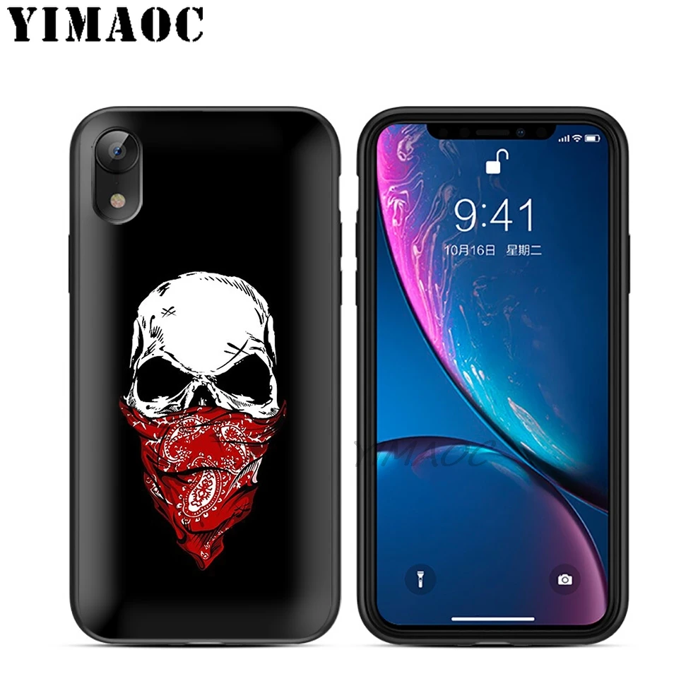 YIMAOC Кот-Гангстер бандана Мягкий ТПУ Черный силиконовый чехол для iPhone X или 10 8 7 6S