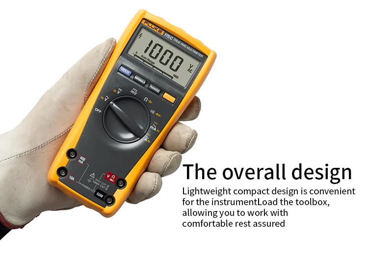 Fluke 175 175C True RMS цифровой мультиметр для измерения напряжения Ом постоянной ёмкости, универсальный конденсатор частота температура тестер