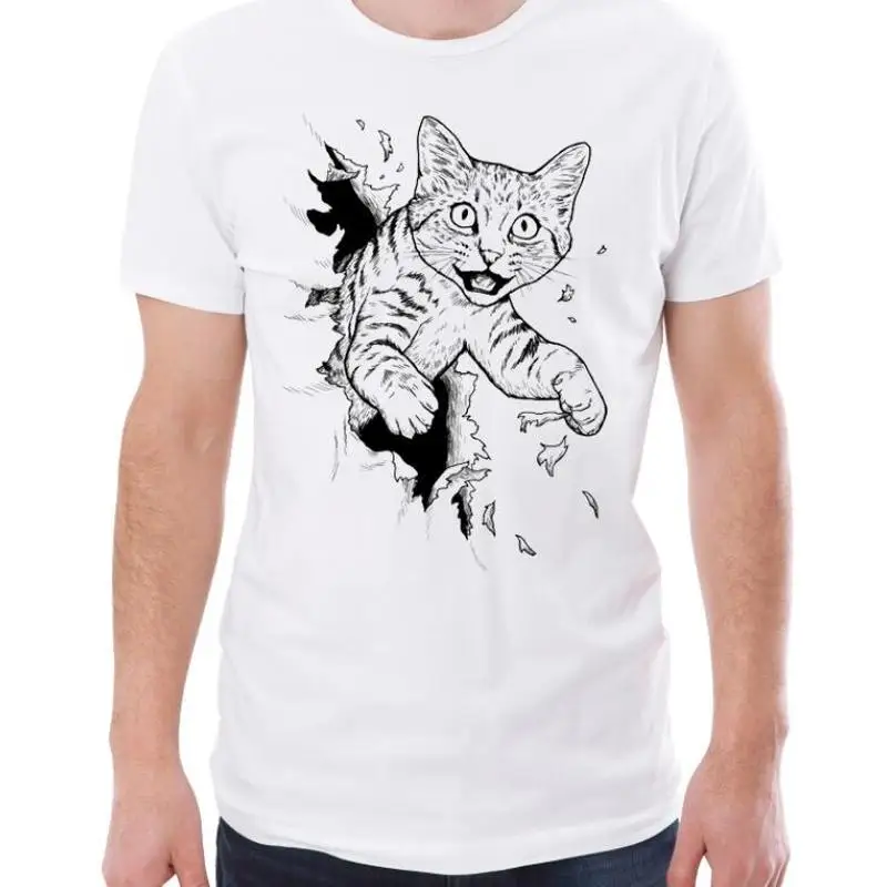 Новинка 2021 мужские футболки модная футболка с объемным принтом шикарного кота