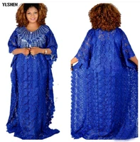 plus size long african dresses for women dashiki fashion water soluble lace loose skirt with beaded embroidery boubou africain