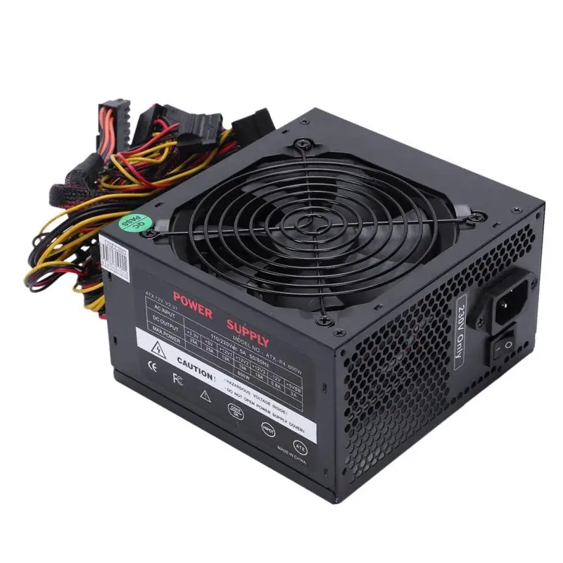 170 260V Max 600W источник питания Psu Pfc тихий вентилятор 24Pin 12V ПК компьютер Sata игровой