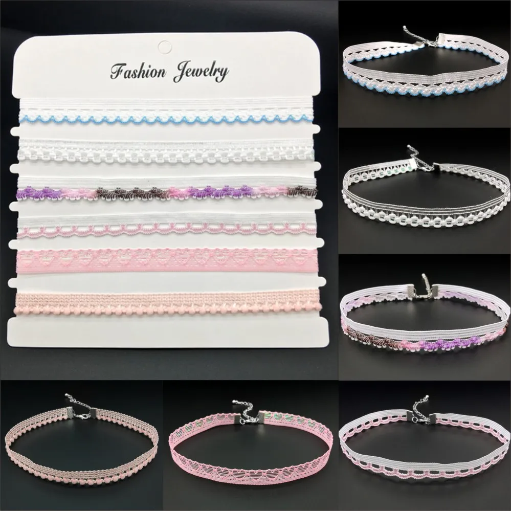 Женский кружевной набор ожерелий ожерелье в стиле стимпанк 6 шт./компл.|lace choker|fashion