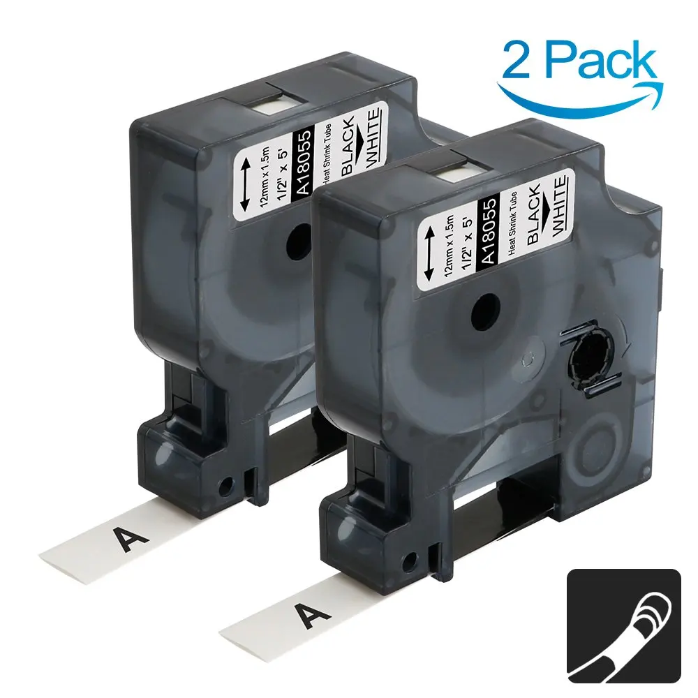 12mm Black on White Совместимый для DYMO 18055 1/2 дюймов промышленный Rhino термоусадочный рулон этикеток для DYMO Rhino 1000 4200 5200 5000 6000 этикеток - Цвет: 12mm Black on White