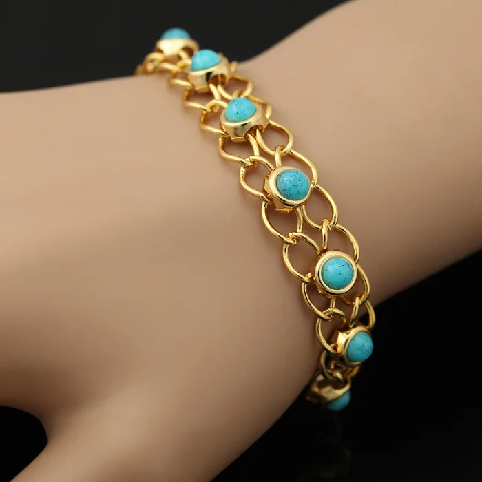 Collare Turkey Nature Stone Bracelets For Women Gold Color Blue Elegant Charm &amp Bangles Bileklik Turkish Jewelry H598 | Украшения и