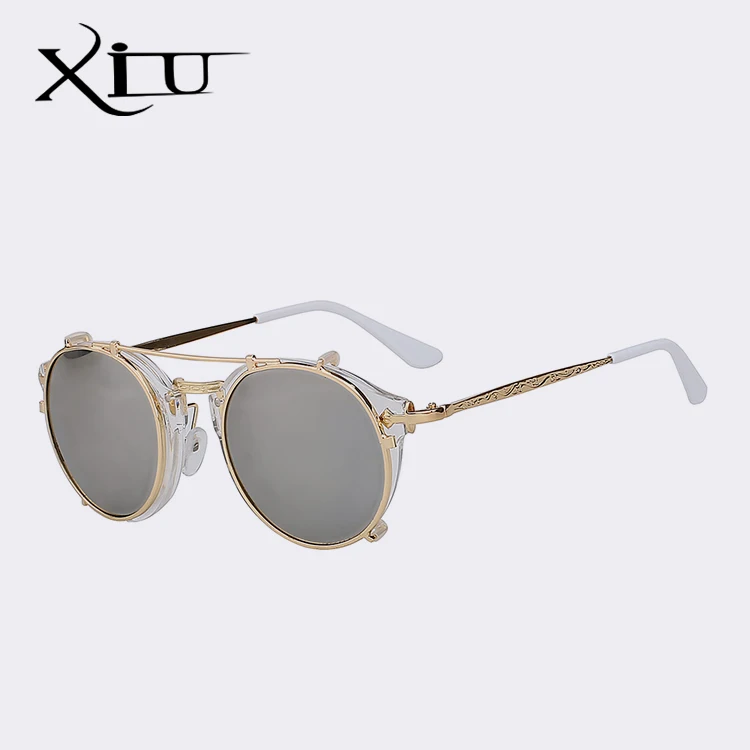 White w silver mir XIU клип на солнцезащитные очки для мужчин стимпанк бренд дизайн для женщин модные очки Винтаж Ретро мода солнцезащитные очки UV400 - Цвет линз: White w silver mir