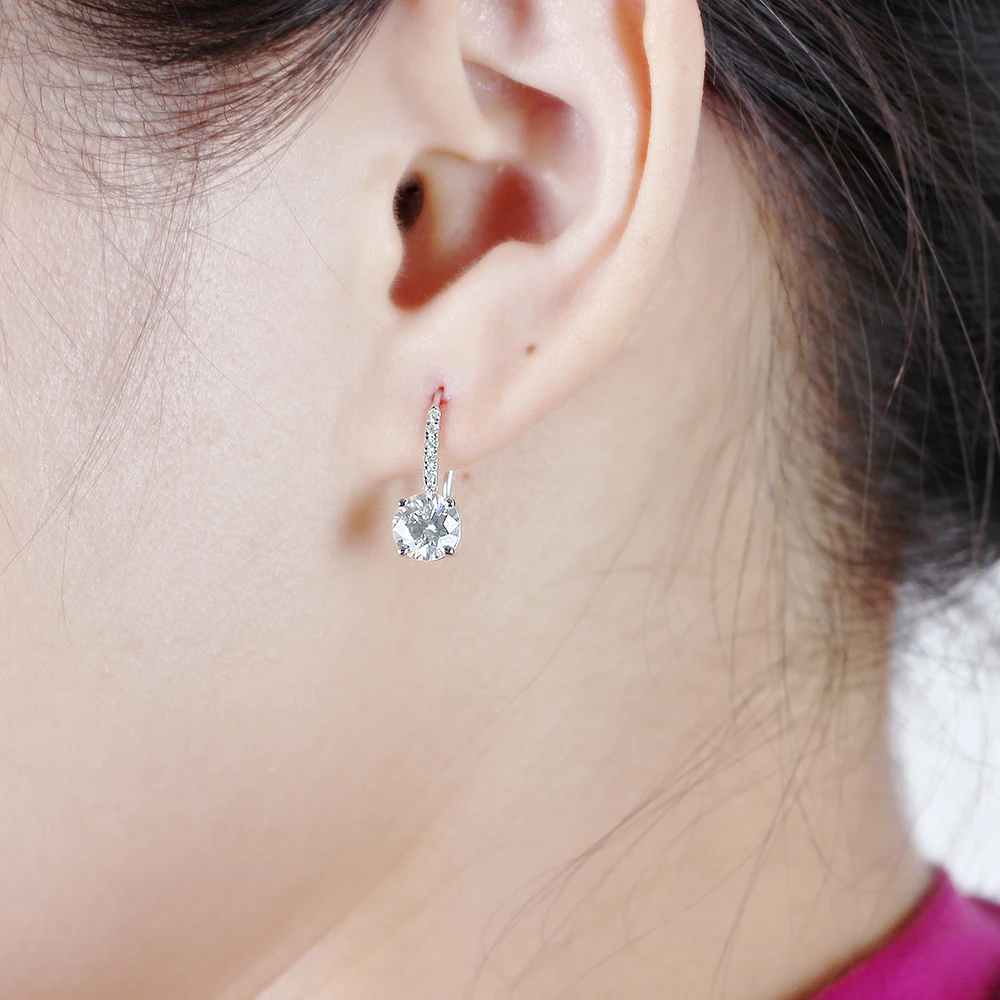 Transgems Geniune 14K White Gold Moissanite Drop Earrings for Women Center 6.5mm GH Color VVS Moisssanite Dangle | Украшения и