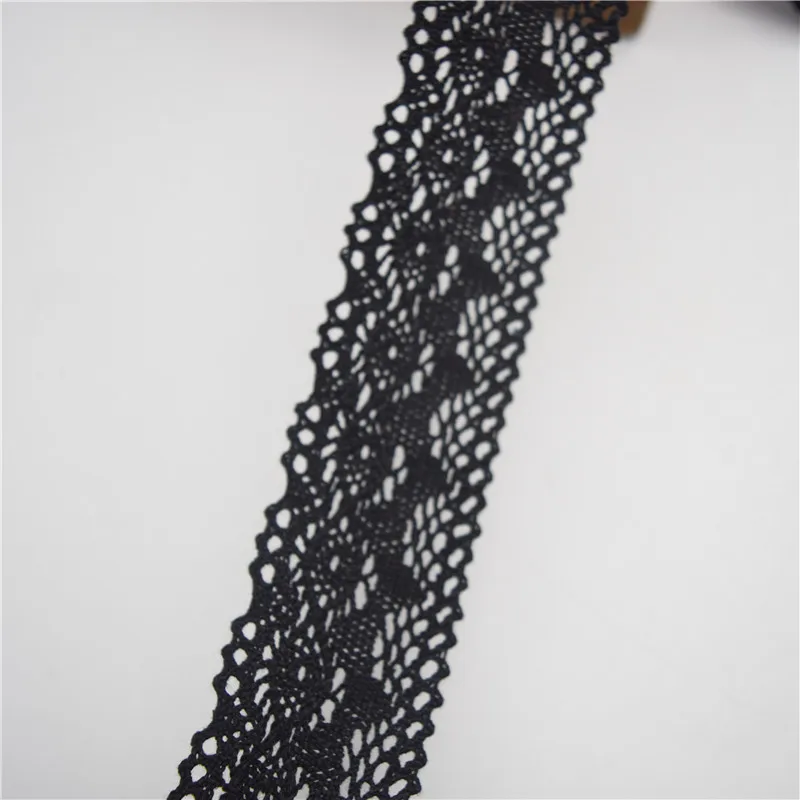 20Yards  40mm 100%  Cotton Lace good quality   COTTON CLUNY  LACE TRIM - LOVELY DESIGN~Beige color black color  wholesale . images - 6