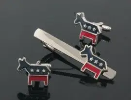 10Sets/Lot Democratic Party American Donkey Symbol Cuff Link +Tie Clip/Pin Sets Copper Made Eclectrolplating Cufflink+Tie Pin | Украшения и