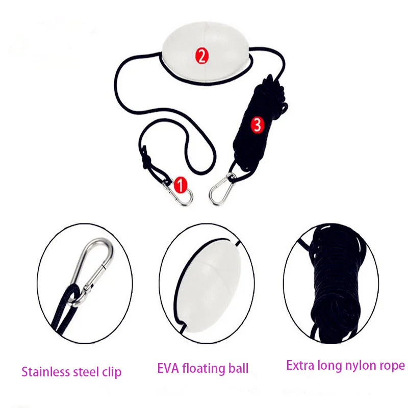 

2019 New Kayak Drift Anchor Tow Line Nylon Rope EVA Buoy Stainless Clips Accessory