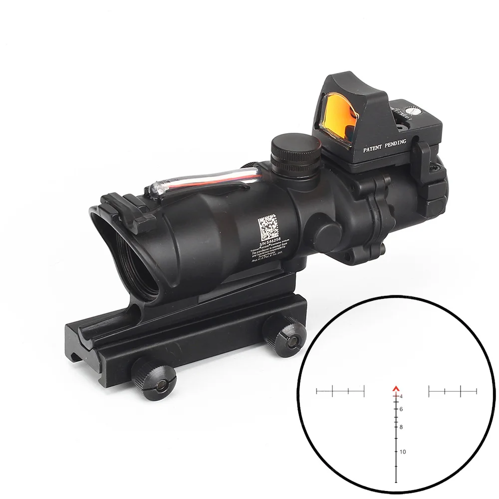 Red Chevron Red Dot Ohhunt Охота ACOG 4X32 настоящий волоконный оптика Chevron BDC сетки красный зеленый прибор ночного видения для освещения для винтовки. 223. 308 Калибр - Цвет: Red Chevron Red Dot