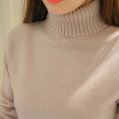 

2019 Winter Fashion Women Warm Thick Long Sleeve Pullovers Casual Pull Femme Turtleneck Slim Knitted Sweater RE2514