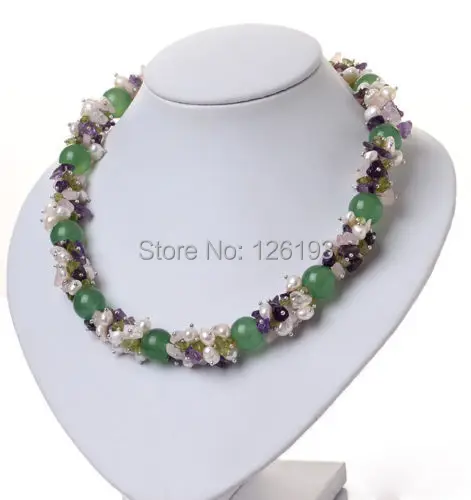 Комплект из колье и серёг с натуральным пресноводным жемчугом|necklace earring bracelet