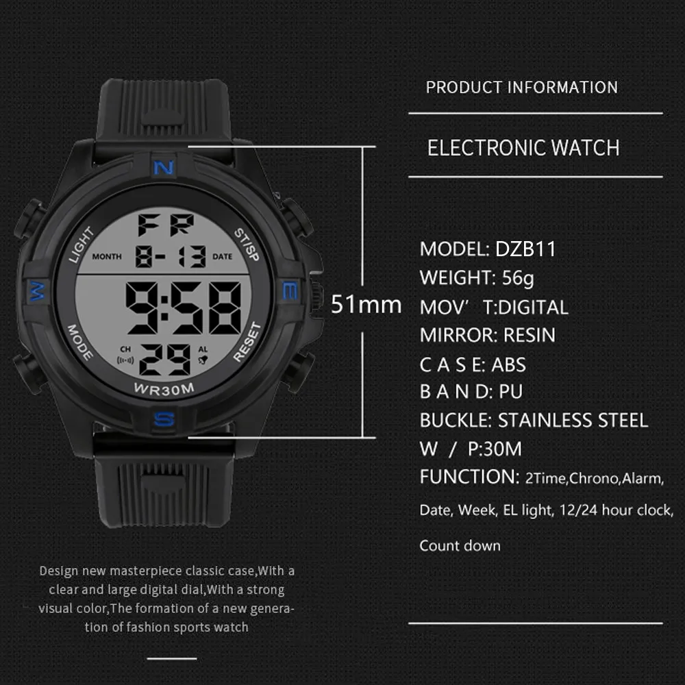 New silicone strap digital watch Luxury Men Analog Digital Military Sport LED Waterproof Wrist Watch Montre Homme Hot Sales #03 | Наручные
