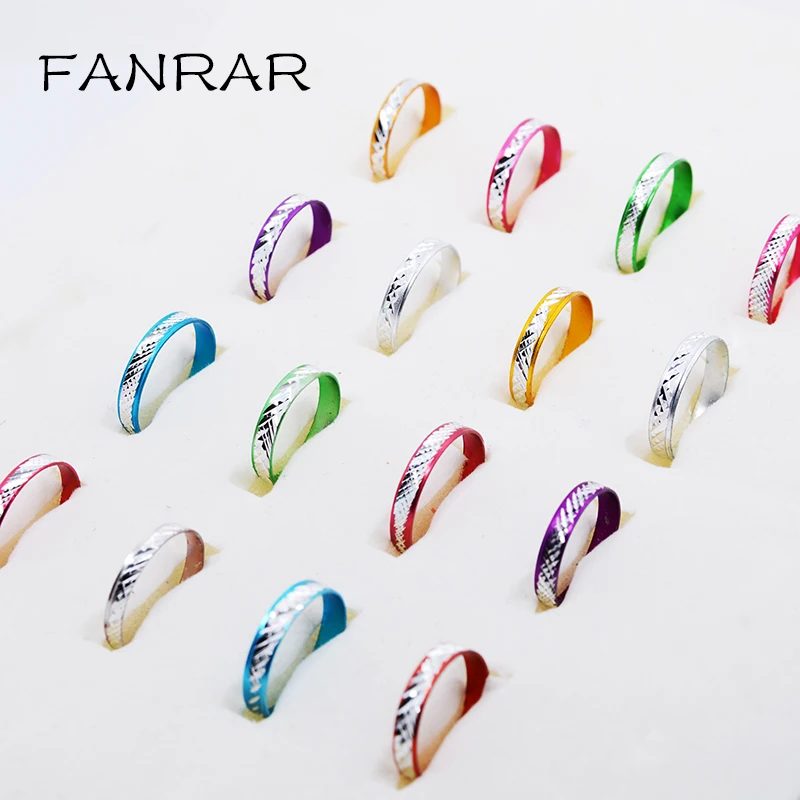 Оптовая продажа ювелирные изделия 100 шт. модные разноцветные кольца из алюминия и