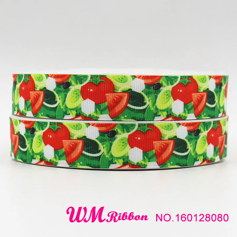 Лента Корсажная Q & N с принтом овощей 16 мм 22 25 38 50 75 ярдов/рулон|ribbon 16mm|printed grosgrain