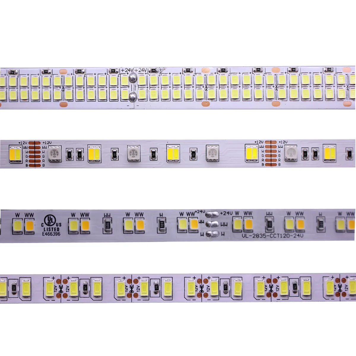 LED Strip 5M 2835 5730 5050 5054 RGB CCT RGBCCT RGBW RGBWW WARM WHITE 60/120/240/480 LED 4in1 12V 24V tape Light Strips Flexible