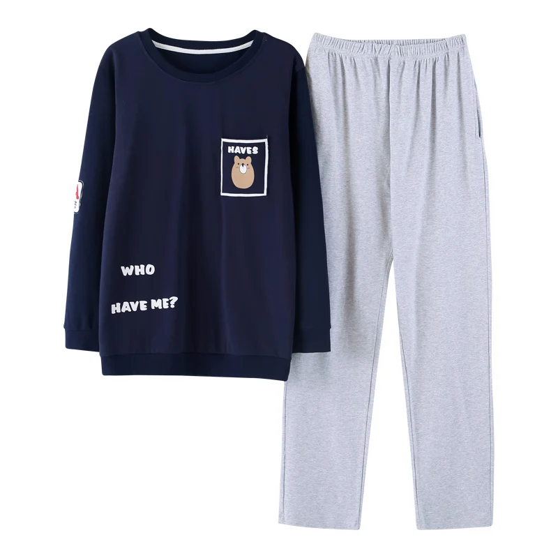 

Long Sleeve Couple Pyjamas Set Autumn Winter 100%Cotton Cartoon Leisure Comfortable Soft Warm Plus Size M-3XL Lovers Pajamas