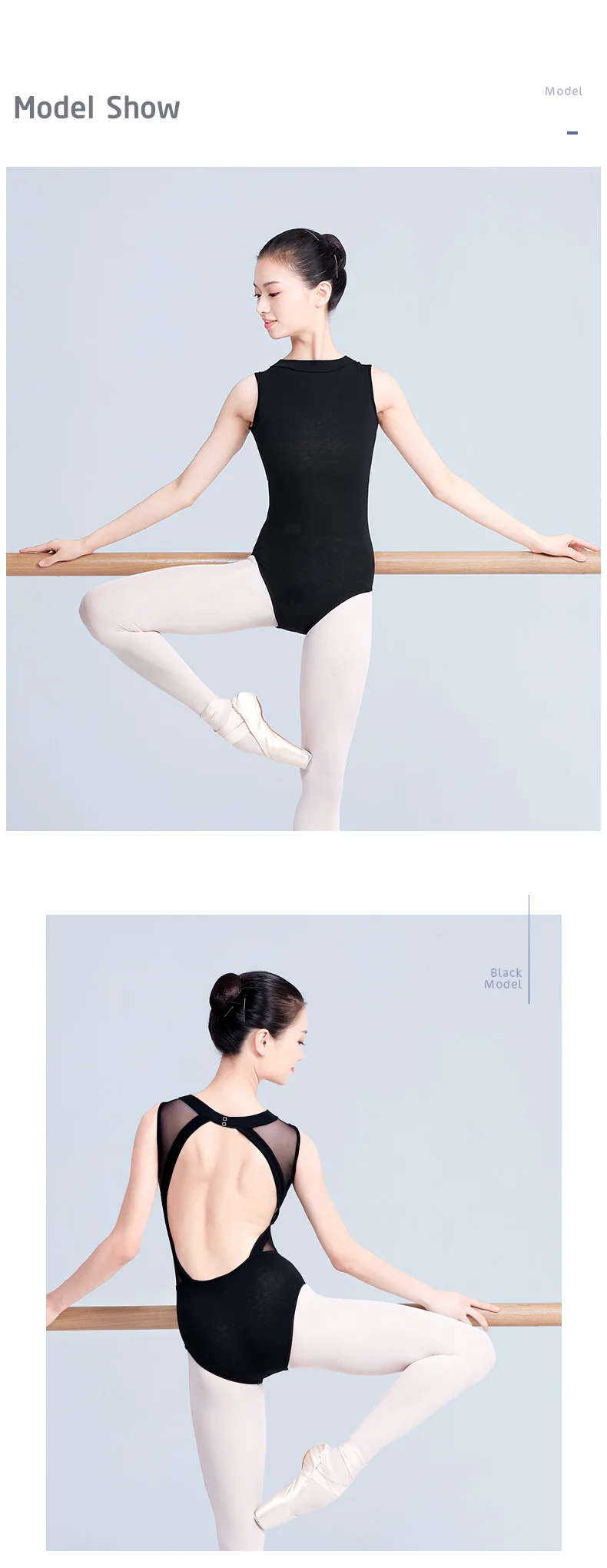 Girls Women Ballet Leotards Cotton&Mesh Gymnastics Leotard Sexy Backless Ballet Dance Clothing
