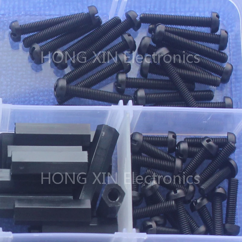 260pcs M3 Black M-F Hex series nylon screws nuts PCB board height hexagon spacer kit complete With box |
