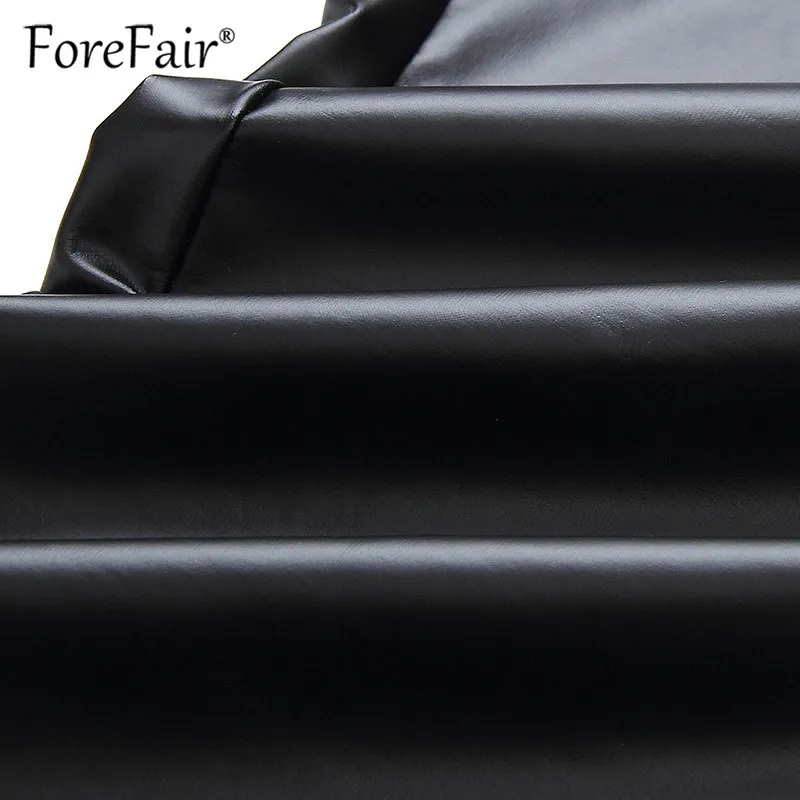 Forefair плюс размер pu кожаные брюки женские эластичная талия хип пуш ап черные