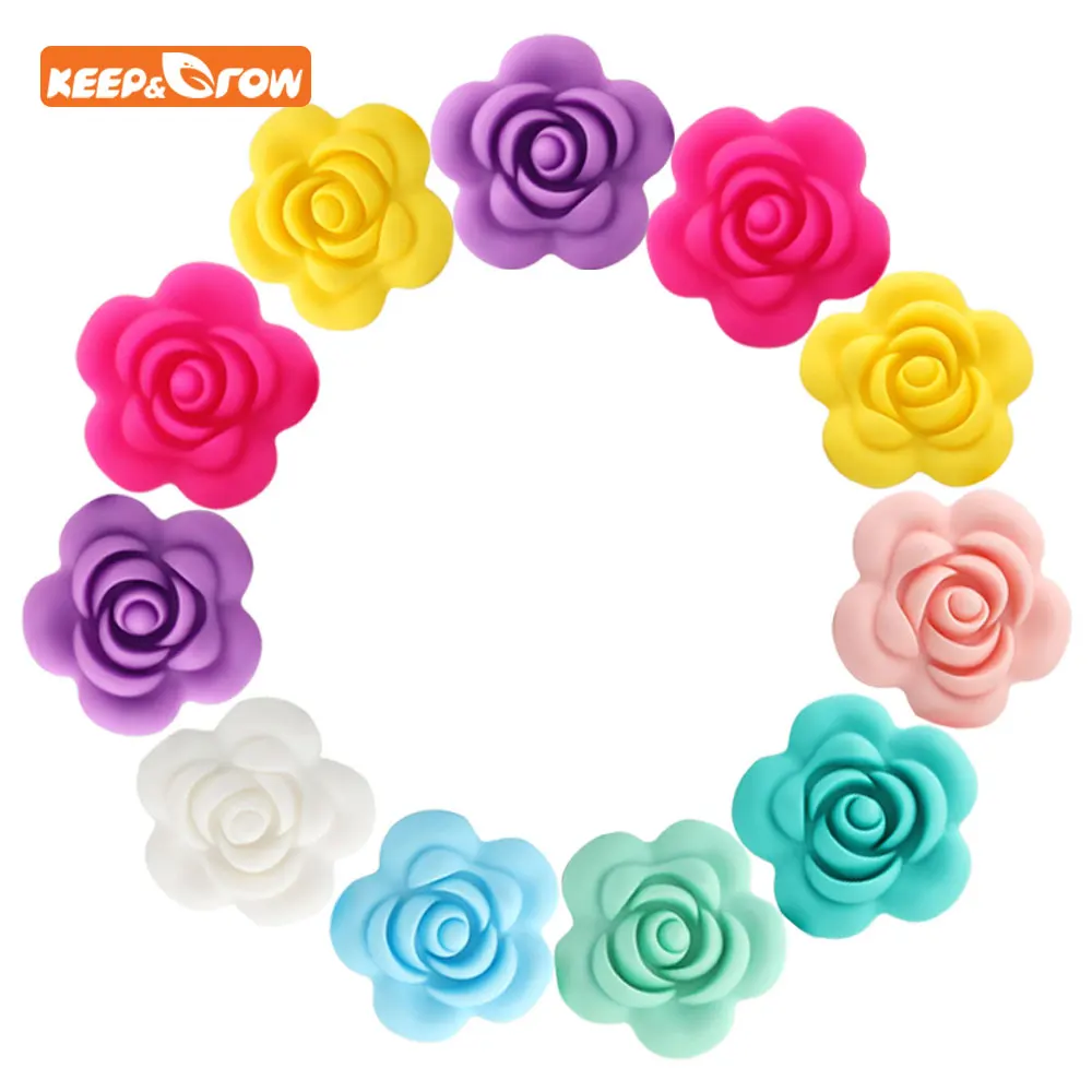 

Rose Silicone Beads Food Grade Baby Teethers for Pacifier Chain Necklace DIY Accessories Baby Oral Care Molar Chew Teeting Bead