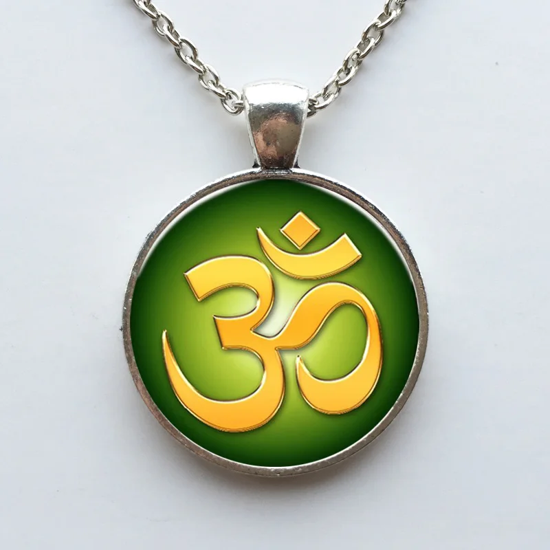 OM Namaste модное ожерелье с подвеской для йоги стеклянный кабошон винтажные