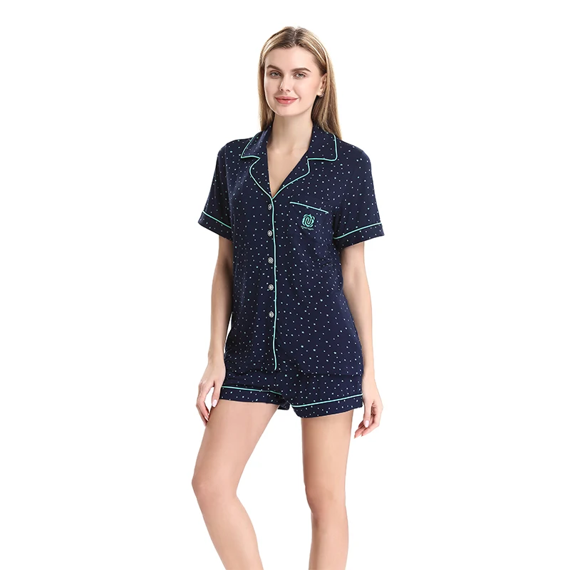 Женский короткий пижамный комплект х/б с принтом в виде звезд|pajamas set cotton|pajamas suitshort