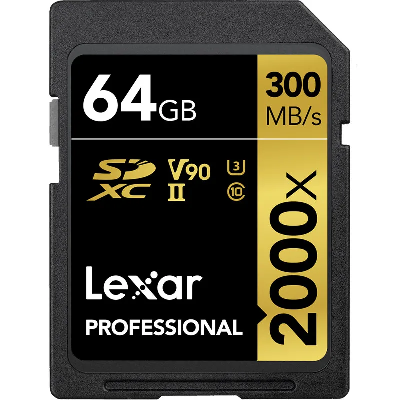 100% Original Lexar 128GB 64GB SDXC Card U3 32GB SDHC Card 2000X UHS-II 300MB/s High Speed Flash Memory For 3D 4K video Camera