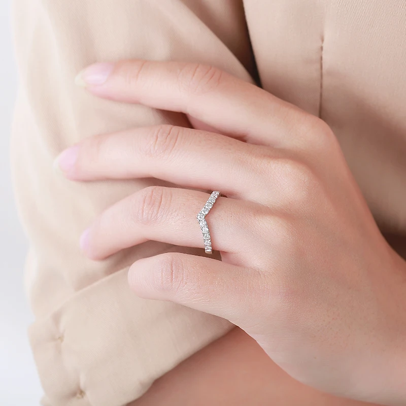 VS G F Solid 14k White Gold Engagement Ring Wedding Band Moissanites Anniversary Party Fine Jewelry V Shape Classic Brilliant | Украшения и