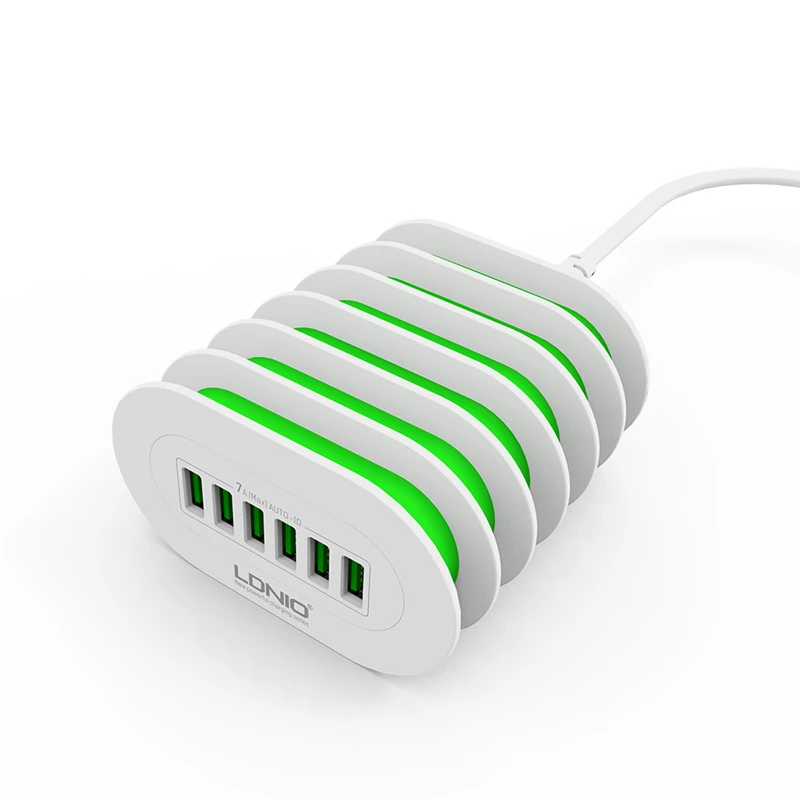 LDNIO A6702 USB зарядное устройство 5 портов в 2.4A 40 Вт зарядная станция для смартфонов и